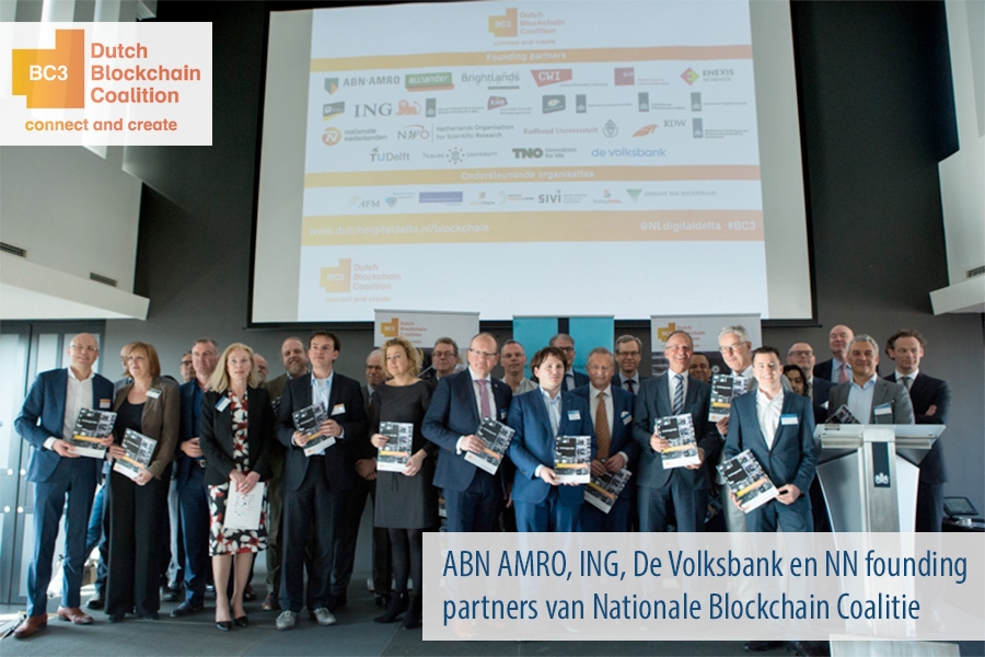 ABN AMRO, ING, De Volksbank en NN founding partners van Nationale Blockchain Coalitie