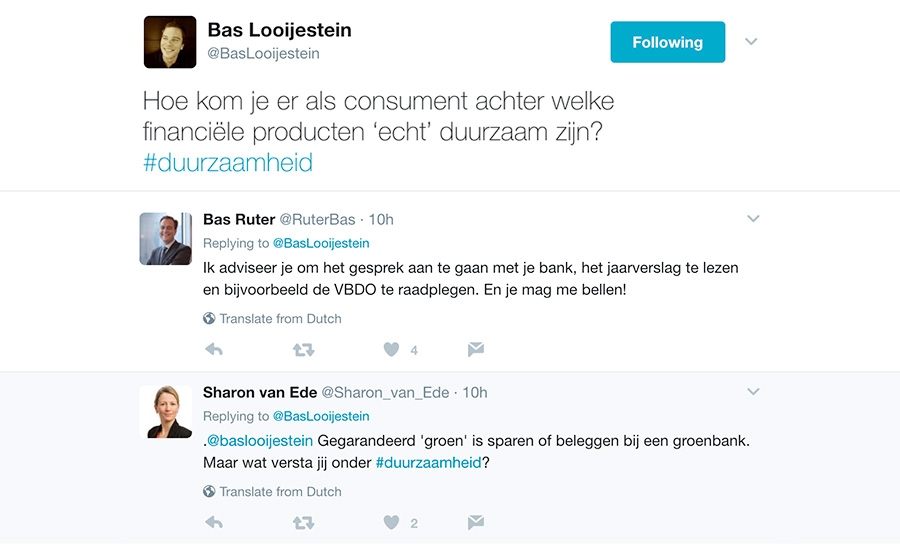 Tweets tijdens het twitteruur voor de bankensector