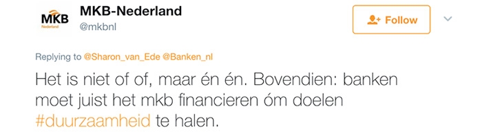 MKB Nederland over duurzaamheid bij banken