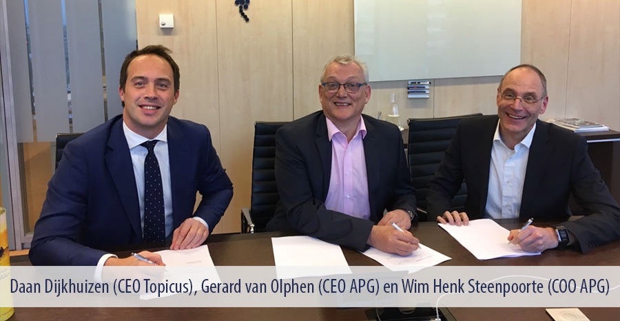 Daan Dijkhuizen (CEO Topicus), Gerard van Olphen (CEO APG) en Wim Henk Steenpoorte (COO APG).