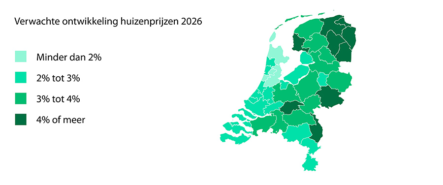 Hoogste huizenprijsgroei in Oost-Groningen, laagste in Amsterdam