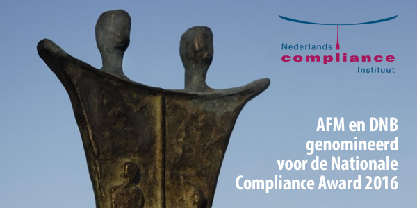 AFM en DNB genomineerd voor de Nationale Compliance Award 2016
